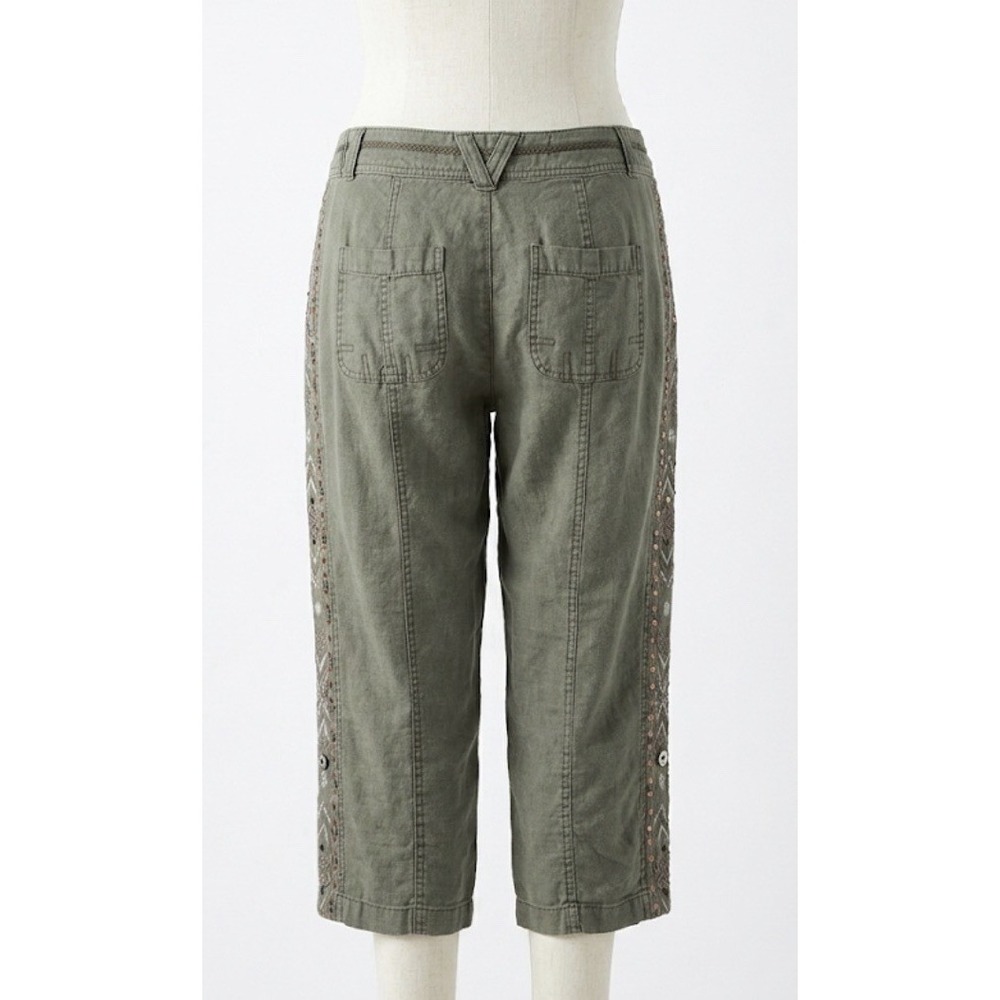 International Concepts Linen Capris Pants 8 Y2K Boho Chic Earthy Utilitarian